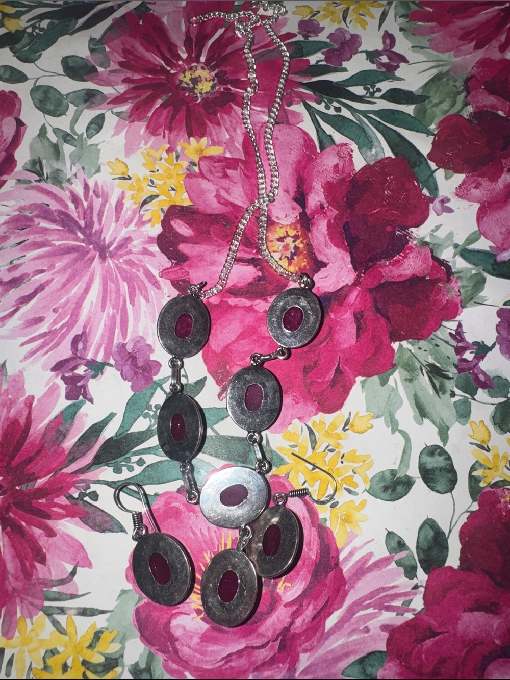 Silver Ruby Jewelry Set - Picture 6 of 15
